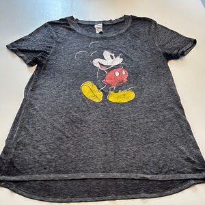 Disney Gray Mickey Mouse Tee with Red and Yellow Accents